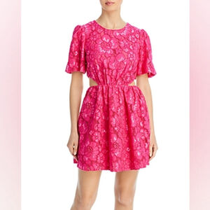 $128 NWT WAYF Plaza Lace Mini Dress Magenta Medium